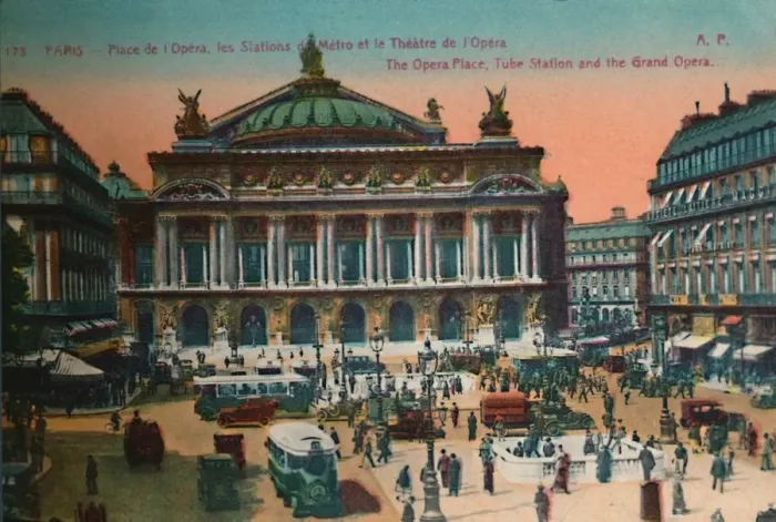 Framed Print : The Place de l Opera, Metro Station and L Opera Garnier, Paris, c1920 Framed Print : The Place de l Opera, Metro Station and L Opera Garnier, Paris, c1920