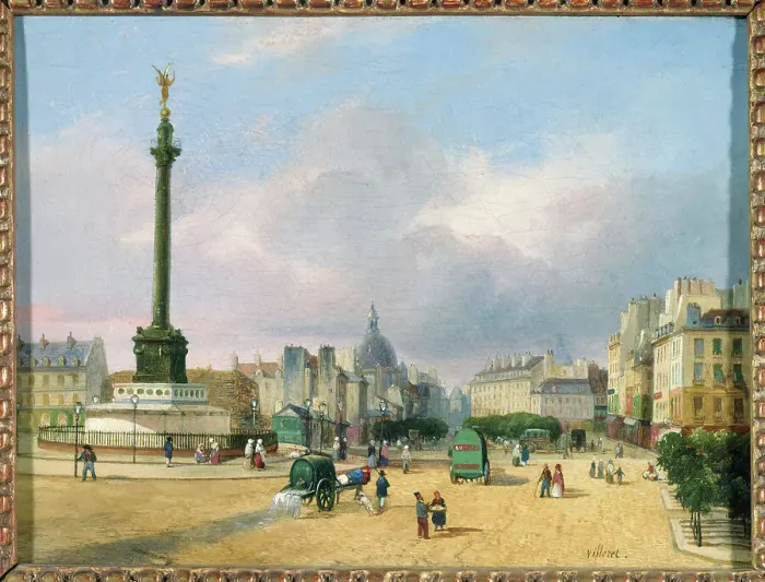 Framed Print : Place de la Bastille, c1840. Creator: Francois Etienne Villeret Framed Print : Place de la Bastille, c1840. Creator: Francois Etienne Villeret