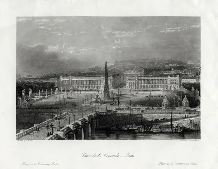 Framed Print : Place de la Concorde, Paris, France, 1875. Artist: J Saddler Framed Print : Place de la Concorde, Paris, France, 1875. Artist: J Saddler