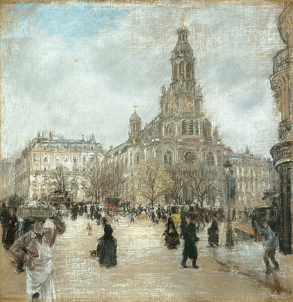 Place de la Trinite, Paris, c. 1886. Creator: Jean Francois Raffaelli
