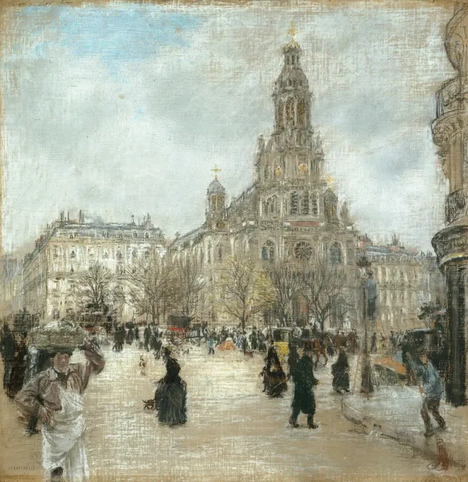 Framed Print : Place de la Trinite, Paris, c. 1886. Creator: Jean Francois Raffaelli
