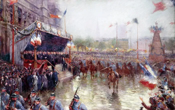 Framed Print : Place de l'Hotel de Ville, October 20, 1918. Demonstration in honour of the class of 1920. Creator: Claude Charles Bourgonnier Framed Print : Place de l'Hotel de Ville, October 20, 1918. Demonstration in honour of the class of 1920. Creator: Claude Charles Bourgonnier