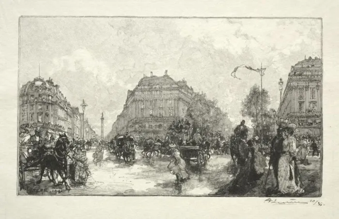 Framed Print : Place de lOpera, 1890. Creator: Auguste Louis Lepere (French, 1849-1918) Framed Print : Place de lOpera, 1890. Creator: Auguste Louis Lepere (French, 1849-1918)