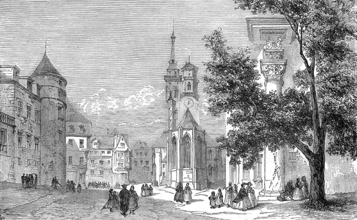 Framed Print : Place of the old Chateau in Stuttgard; From Alsace to the Hartz, 1975. Creator: Unknown Framed Print : Place of the old Chateau in Stuttgard; From Alsace to the Hartz, 1975. Creator: Unknown