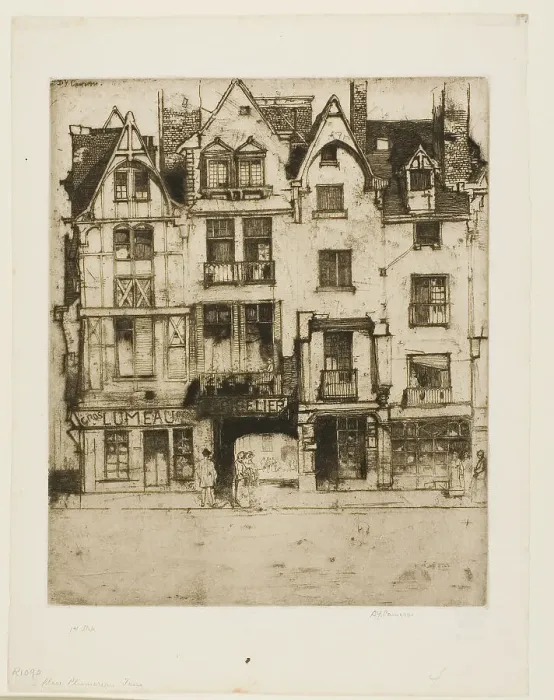 Framed Print : Place Plumereau, Tours, 1903. Creator: David Young Cameron Framed Print : Place Plumereau, Tours, 1903. Creator: David Young Cameron