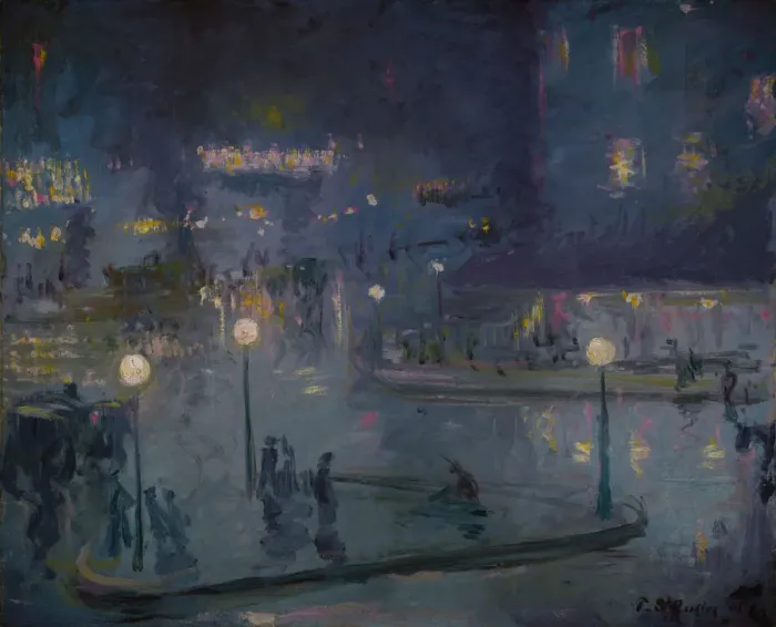 Framed Print : Place de Rome at Night, 1905 Framed Print : Place de Rome at Night, 1905