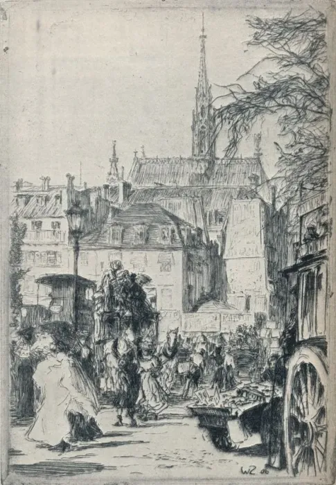 Framed Print : Place St. Michel, Paris, c1913. Artist: Walter Zeising Framed Print : Place St. Michel, Paris, c1913. Artist: Walter Zeising