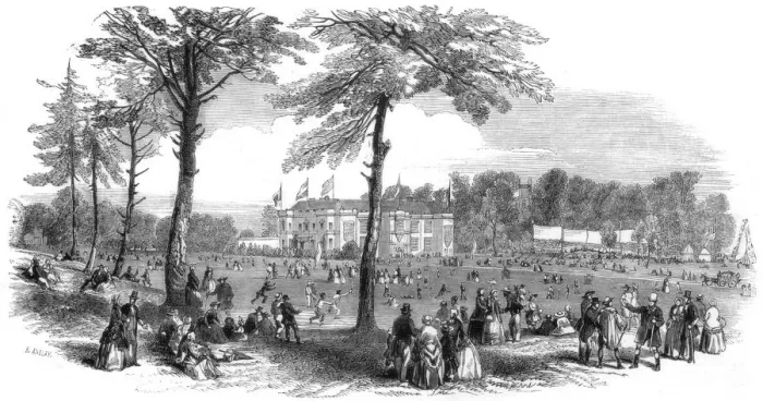 Framed Print : Place, Temperance, and Bond of Universal Brotherhood festival, Hartwell, Buckinghamshire, 1851. Artist: Henry Anelay Framed Print : Place, Temperance, and Bond of Universal Brotherhood festival, Hartwell, Buckinghamshire, 1851. Artist: Henry Anelay