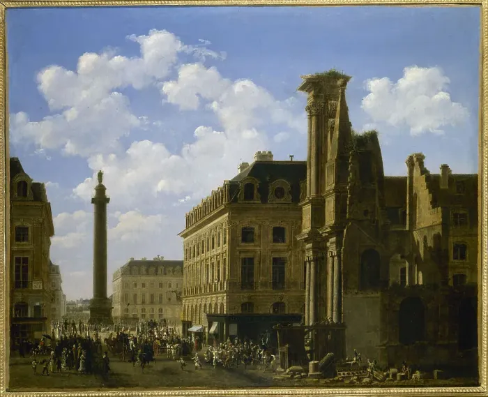 Framed Print : Place Vendome and rue de Castiglione, with ruins of the Feuillant Church, c1808. Creator: Etienne Bouhot Framed Print : Place Vendome and rue de Castiglione, with ruins of the Feuillant Church, c1808. Creator: Etienne Bouhot