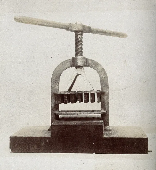 Framed Print : Plague apparatus from a lazaretto in Venice; a machine for disinfecting letters and papers, c1890s.. Creator: Unknown