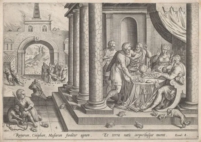 Framed Print : The Plague of Frogs, c. 1585. Creator: Johann Sadeler I Framed Print : The Plague of Frogs, c. 1585. Creator: Johann Sadeler I