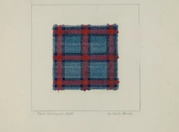 Framed Print : Plaid Homespun Cloth, c. 1937. Creator: Clyde L. Cheney