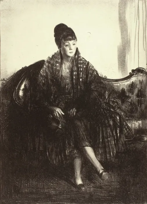 Framed Print : The Plaid Shawl, 1923. Creator: George Wesley Bellows Framed Print : The Plaid Shawl, 1923. Creator: George Wesley Bellows