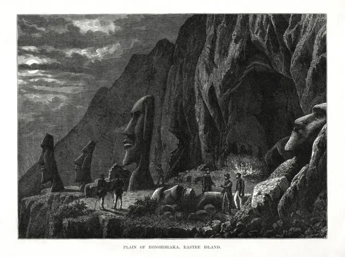 Framed Print : Plain of Ronororaka, Easter Island, 1877 Framed Print : Plain of Ronororaka, Easter Island, 1877
