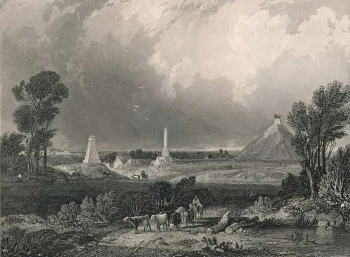 Framed Print : Plains of Waterloo, mid 19th century. Creator: Robert Brandard Framed Print : Plains of Waterloo, mid 19th century. Creator: Robert Brandard