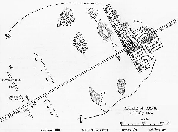 Plan of the Affair at Aong, c1891. Creator: James Grant