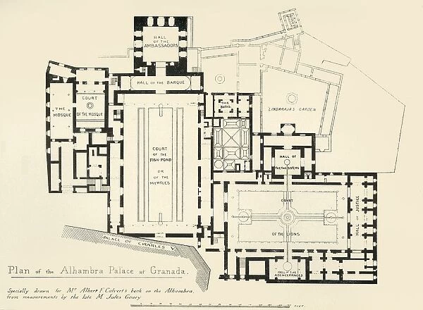 Plan of the Alhambra Palace at Granada, 19th century, (1907). Creator: Unknown