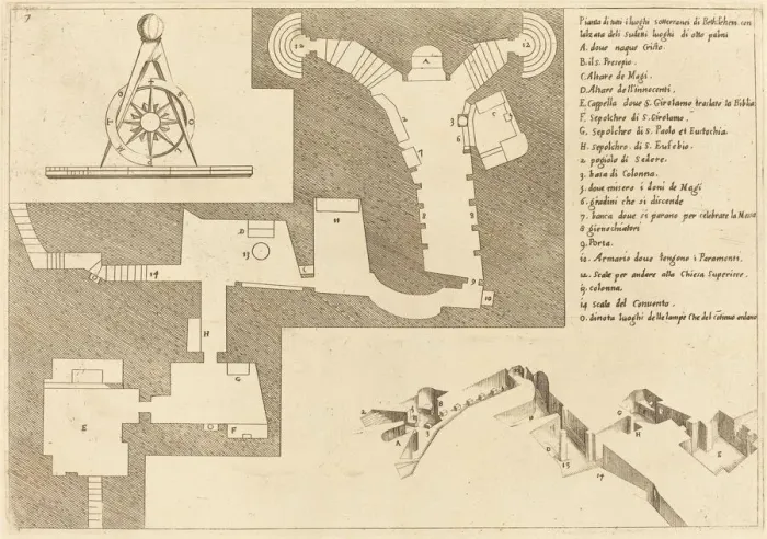 Framed Print : Plan of All the Important Places in Bethlehem, 1619. Creator: Jacques Callot Framed Print : Plan of All the Important Places in Bethlehem, 1619. Creator: Jacques Callot