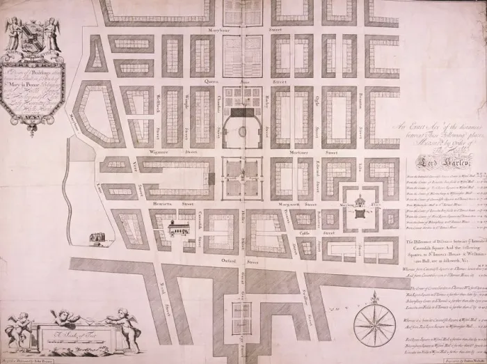 Framed Print : Plan of the area north of Oxford Street, London, 1719. Artist: John Prince Framed Print : Plan of the area north of Oxford Street, London, 1719. Artist: John Prince