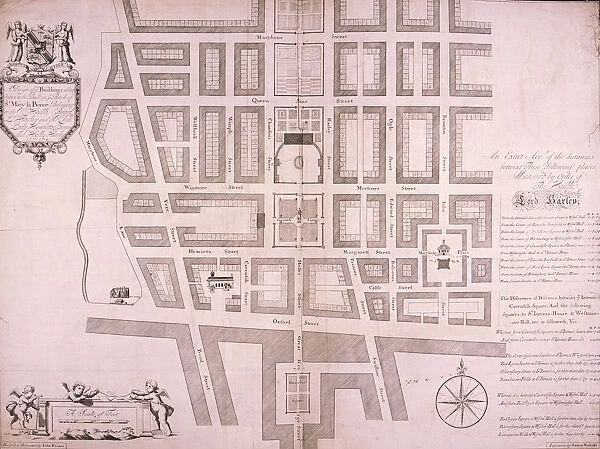 Plan of the area north of Oxford Street, London, 1719. Artist: John Prince