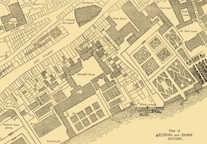 Framed Print : Plan of Arundel and Essex Houses, (1881). Creator: Unknown Framed Print : Plan of Arundel and Essex Houses, (1881). Creator: Unknown