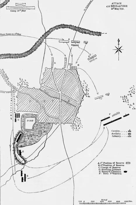 Framed Print : Plan of the Attack on Sholapore, c1891. Creator: James Grant Framed Print : Plan of the Attack on Sholapore, c1891. Creator: James Grant