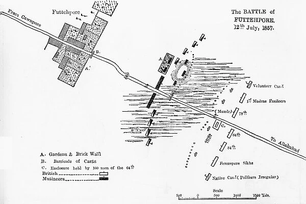 Plan of the Battle of Futtehpore, c1891. Creator: James Grant