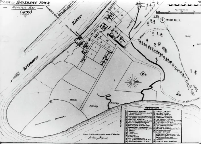 Framed Print : Plan of Brisbane town, Moreton Bay 1839 Geo. Barney Major. Creator: George Barney Framed Print : Plan of Brisbane town, Moreton Bay 1839 Geo. Barney Major. Creator: George Barney