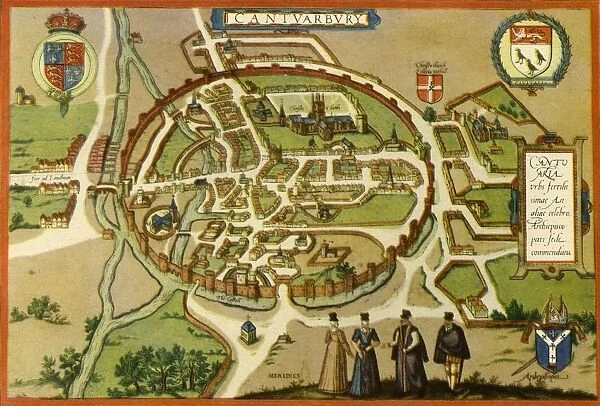 Plan of Canterbury in the Sixteenth Century, (1943). Creator: Frans Hogenberg
