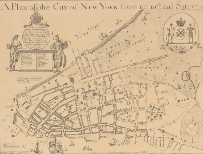 Framed Print : A Plan of the City of New York from an Actual Survey Made by James Lyne, 1728, 1834-1872. Creator: Unknown Framed Print : A Plan of the City of New York from an Actual Survey Made by James Lyne, 1728, 1834-1872. Creator: Unknown
