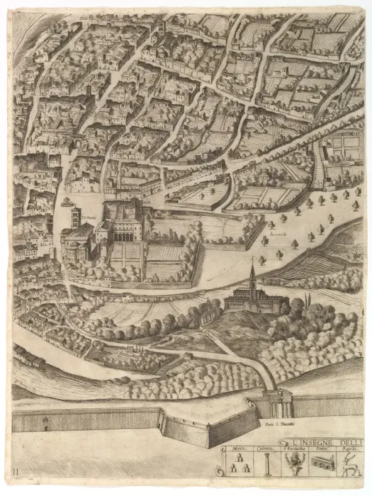 Framed Print : Plan of the City of Rome. Part 11 with the San Pancrazio (left bank), 1645 Framed Print : Plan of the City of Rome. Part 11 with the San Pancrazio (left bank), 1645