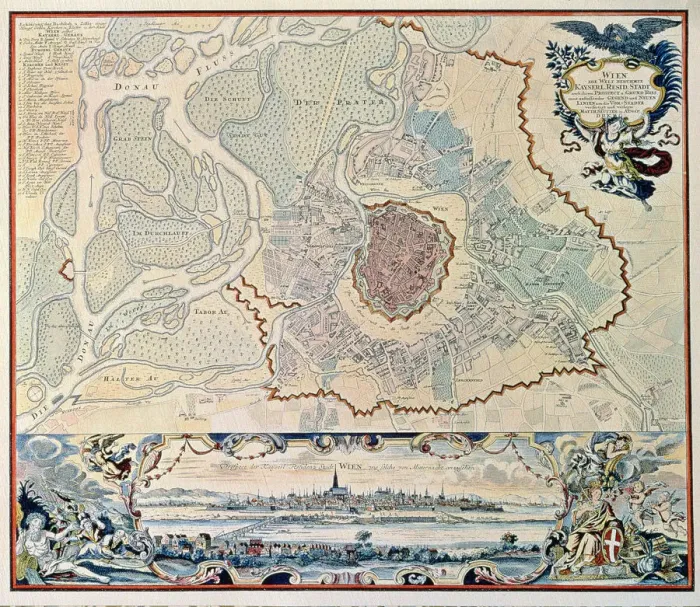 Framed Print : Plan of the city of Vienna following an engraving of 1720 Framed Print : Plan of the city of Vienna following an engraving of 1720