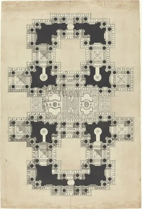 Framed Print : Plan for a Decorated Ceiling, c. 1750. Creator: Pierre Varin