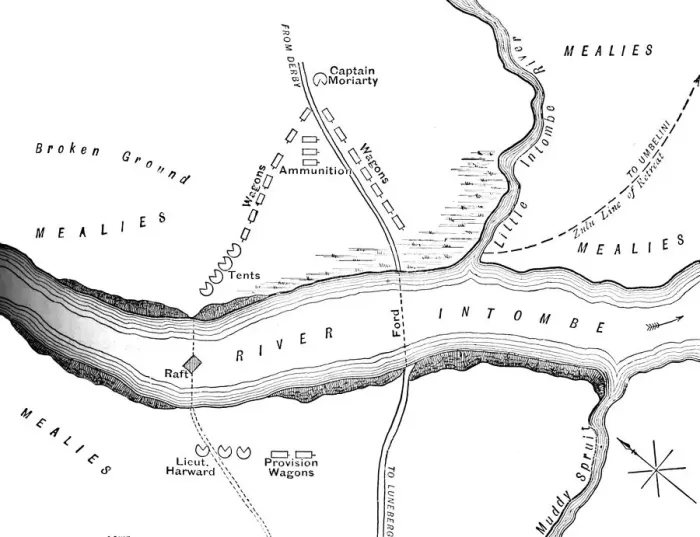 Framed Print : Plan of the Disaster on the Intombe River (March 12, 1879), c1880 Framed Print : Plan of the Disaster on the Intombe River (March 12, 1879), c1880