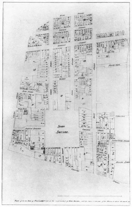 Framed Print : Plan of the Duke of Portlands estate, Soho Square, London, 1907 Framed Print : Plan of the Duke of Portlands estate, Soho Square, London, 1907