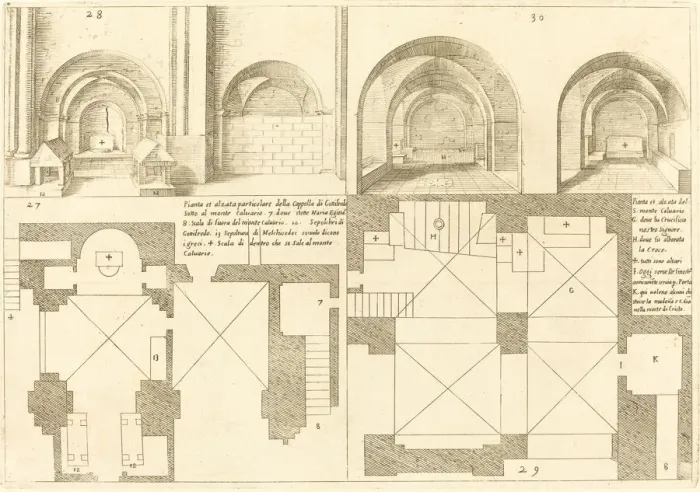 Framed Print : Plan and Elevation of the Chapel of Godefroy de Bouillon, 1619. Creator: Jacques Callot Framed Print : Plan and Elevation of the Chapel of Godefroy de Bouillon, 1619. Creator: Jacques Callot