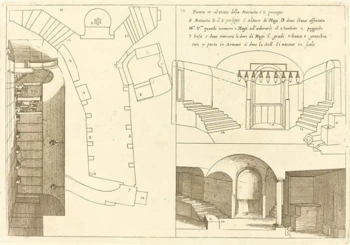 Framed Print : Plan and Elevation of the Church of the Holy Nativity, 1619. Creator: Jacques Callot Framed Print : Plan and Elevation of the Church of the Holy Nativity, 1619. Creator: Jacques Callot