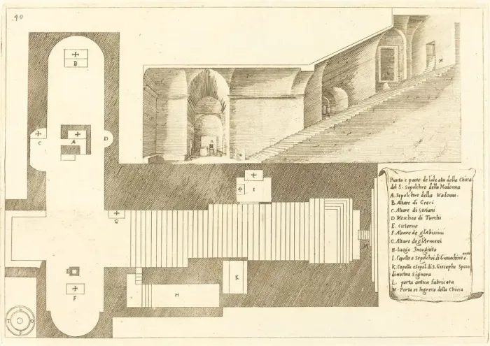 Framed Print : Plan and Part of the Elevation of the Church of the Holy Sepulchre of the Madonna, 1619 Framed Print : Plan and Part of the Elevation of the Church of the Holy Sepulchre of the Madonna, 1619