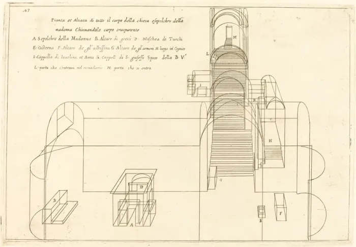 Framed Print : Plan and Elevation of the Church of the Madonnas Sepulchre, 1619 Framed Print : Plan and Elevation of the Church of the Madonnas Sepulchre, 1619