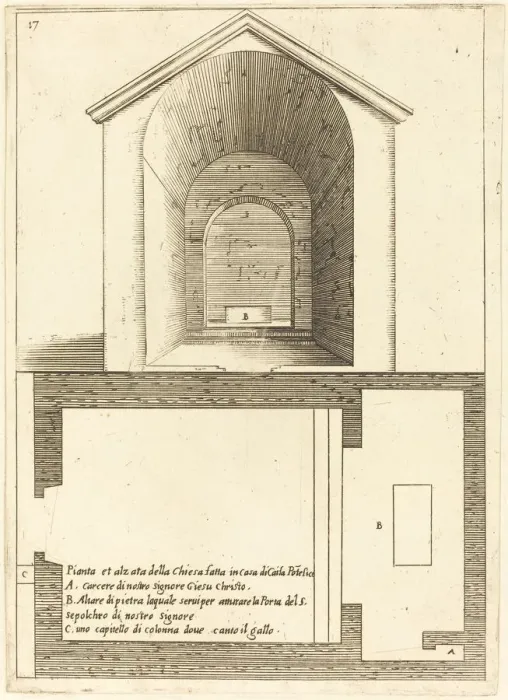 Framed Print : Plan and Elevation of the Church near the House of Caiaphas, 1619 Framed Print : Plan and Elevation of the Church near the House of Caiaphas, 1619
