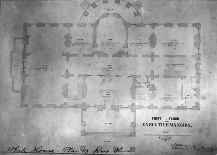 Framed Print : Plan of first floor of the Executive Mansion, between 1889 and 1906. Creator: Frances Benjamin Johnston Framed Print : Plan of first floor of the Executive Mansion, between 1889 and 1906. Creator: Frances Benjamin Johnston