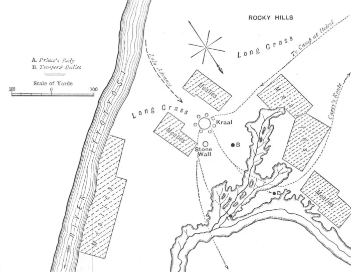 Framed Print : Plan of the Ground Where Prince Louis Napoleon was killed, (June 1, 1879), c1880 Framed Print : Plan of the Ground Where Prince Louis Napoleon was killed, (June 1, 1879), c1880