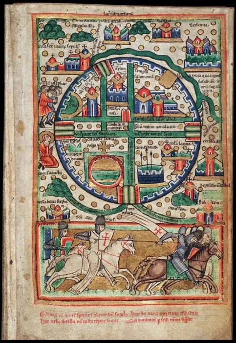 Framed Print : Plan of Jerusalem. Psalter fragment, ca 1200. Artist: Anonymous Framed Print : Plan of Jerusalem. Psalter fragment, ca 1200. Artist: Anonymous