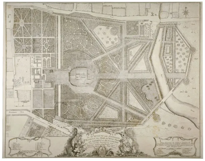 Framed Print : Plan of Kensington Palace and gardens, London, 1736 Framed Print : Plan of Kensington Palace and gardens, London, 1736