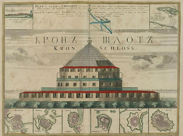 Plan of the Kronstadt Fortress, 1750. Artist: Homann, Johann Baptist (1663-1724)