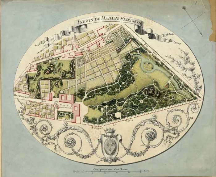 Framed Print : Plan of the Montreuil Estate of Madame Elisabeth, 1788. Artist: Huve, Jean-Jacques (1742-1808) Framed Print : Plan of the Montreuil Estate of Madame Elisabeth, 1788. Artist: Huve, Jean-Jacques (1742-1808)