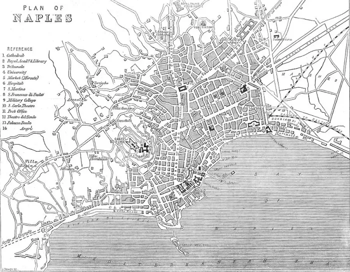 Framed Print : Plan of Naples, 1860. Creator: John Dower Framed Print : Plan of Naples, 1860. Creator: John Dower