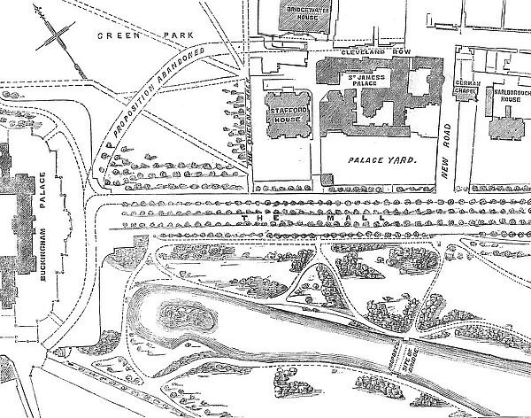 Plan of the New Opening into St. James's-Park, 1856. Creator: Unknown