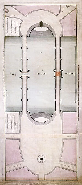 Plan of the old and new London Bridge, 1800