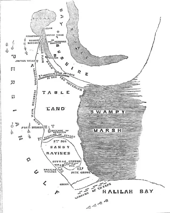 Framed Print : Plan of the Operations against Bushire, 1857. Creator: Unknown Framed Print : Plan of the Operations against Bushire, 1857. Creator: Unknown